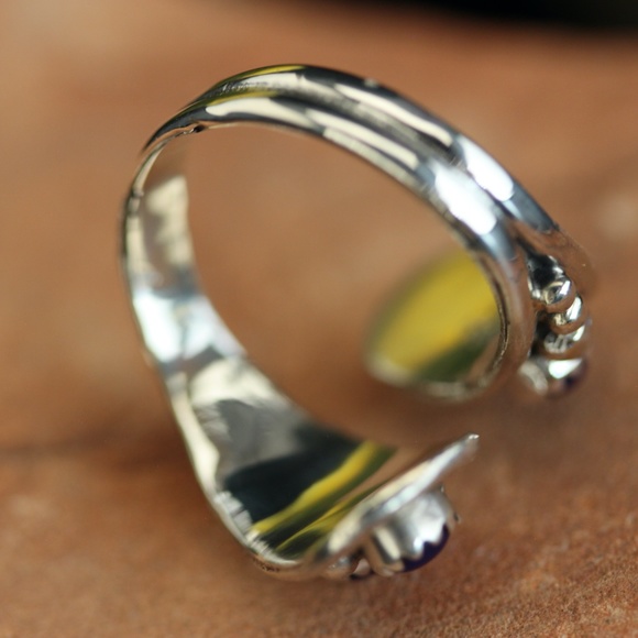 Adjustable Sterling Silver Lapis Lazuli Ring - Picture 5 of 6